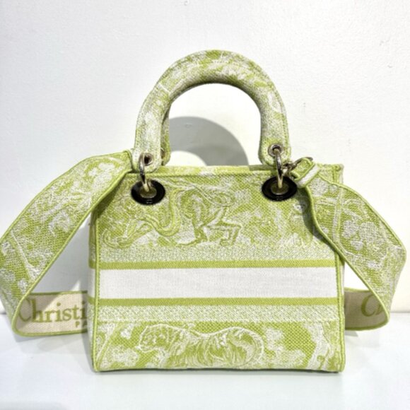CHRISTIAN DIOR LADY D-LITE TOILE DE JOUY REVERSE EMBROIDARY 2WAY BAG - Green - Picture 2 of 8